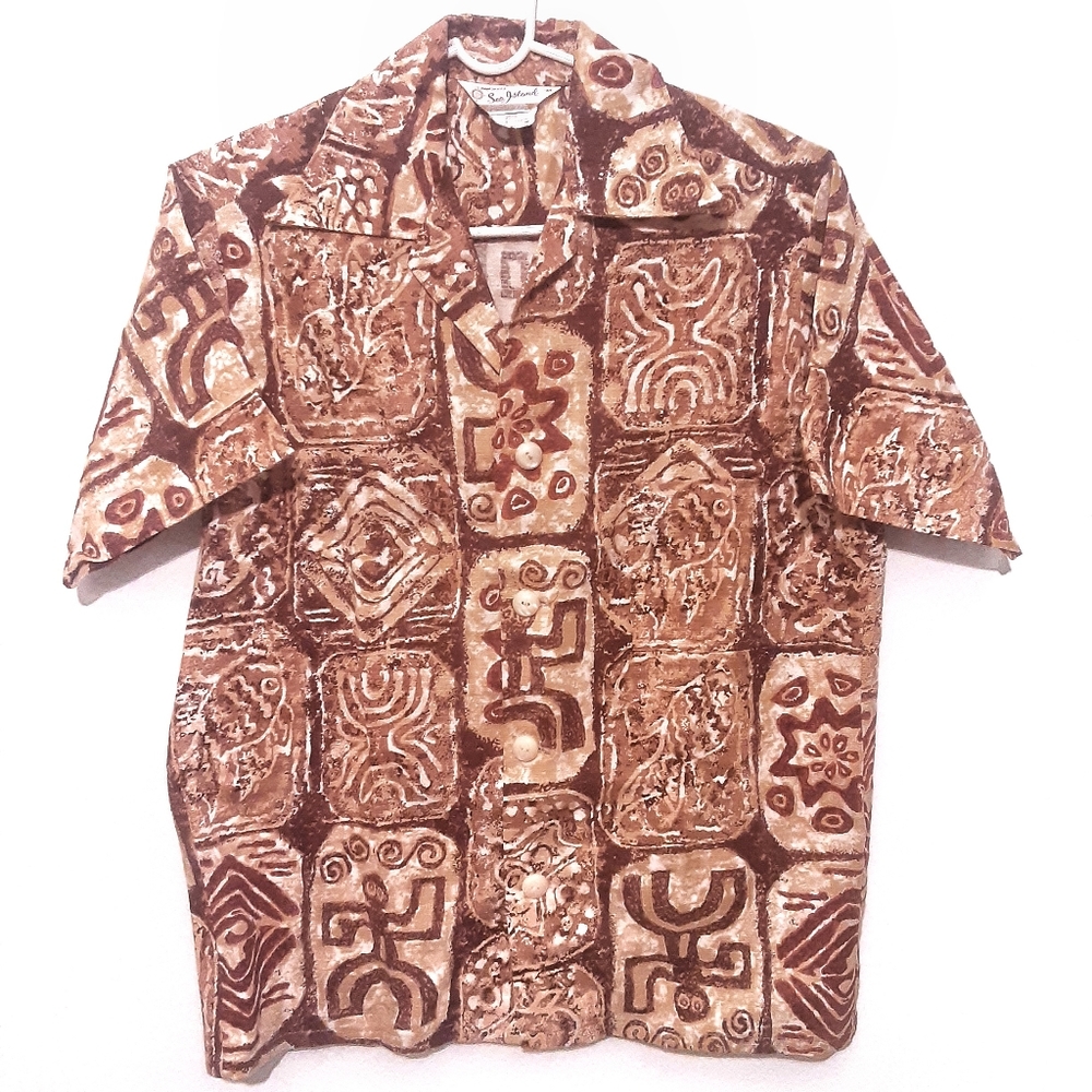 Vintage Sea Island camp style shirt ethnic print